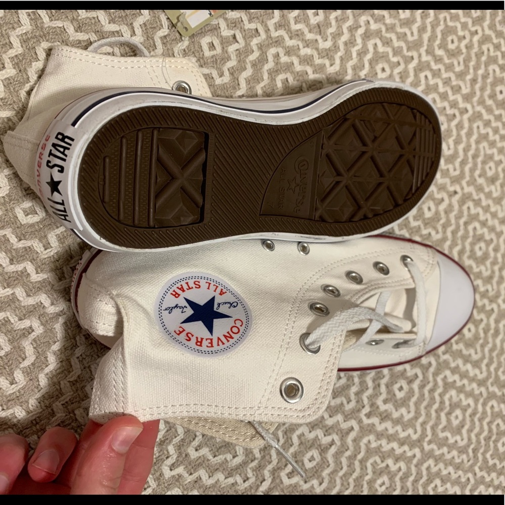 Never worn white high top converse